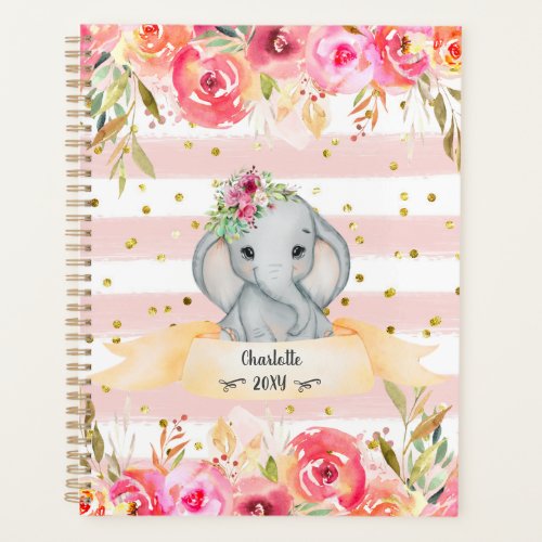 Love Baby Elephant Pink Girl Daily Diary Planner