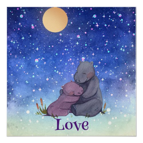 Love Baby Hippo and her Mother Poster