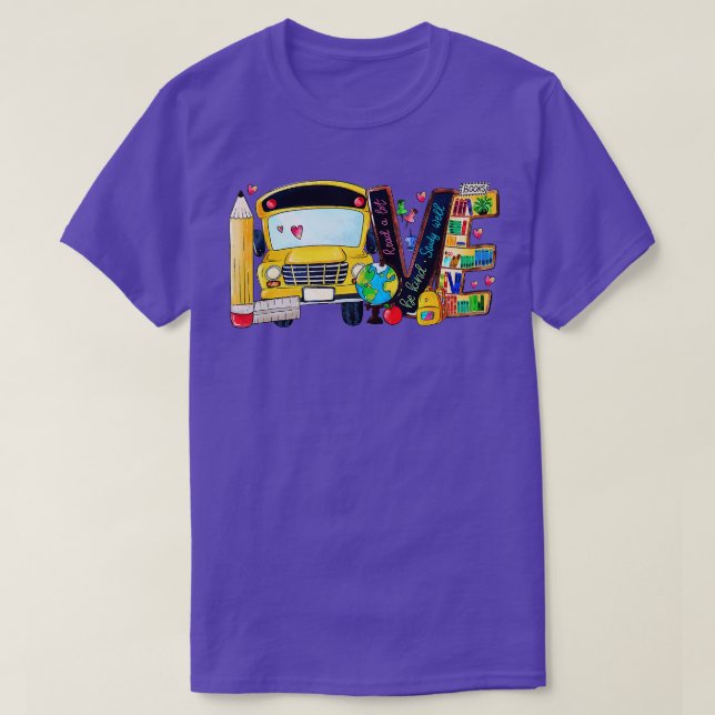Love Back To School Bus Driver First Day Of School T-Shirt (Design Front)