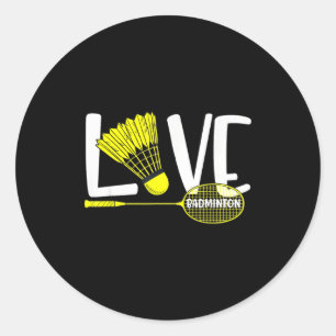 Love Badminton Cute Racket And Shuttle Sports Fan Classic Round Sticker