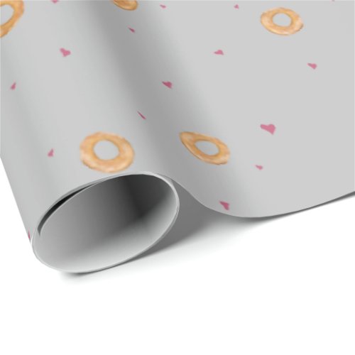 Love  Bagels  Light Grey Wrapping Paper