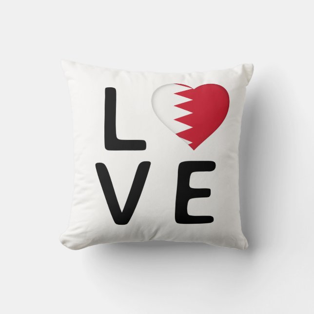 Love - Bahrain Flag Throw Pillow (Front)