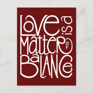 Love Balance White Postcard