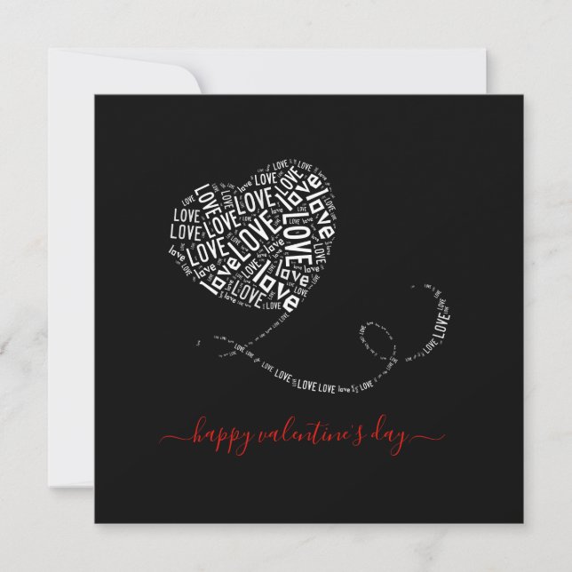 Love Balloon Word Art Valentine's Day Card (Front)