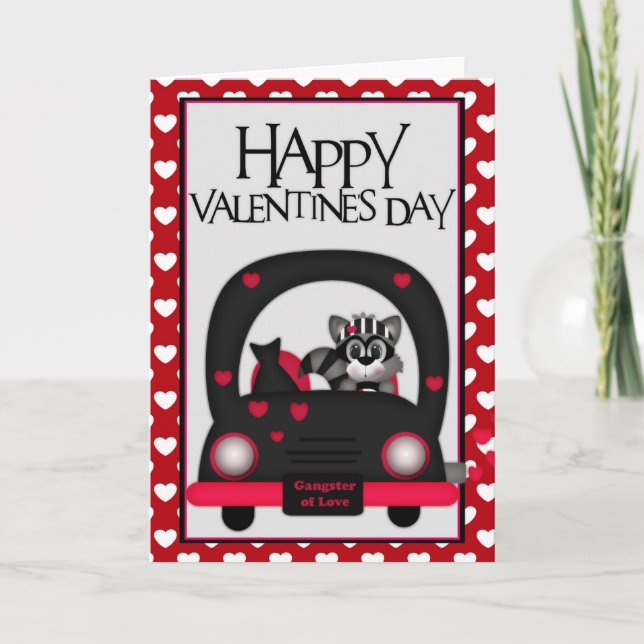 Love Bandit Happy Valentine Raccoon Greeting Card (Front)