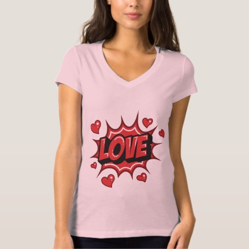 Love Bang with Hearts Digital Art Design T_Shirt