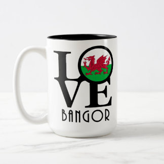 LOVE Bangor, Gwynedd - Wales 15oz Two-Tone Coffee Mug