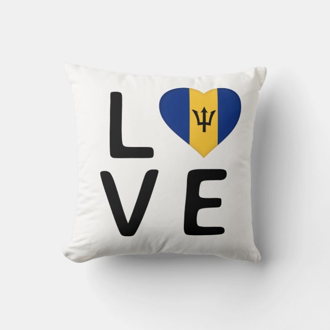 Love - Barbados Flag Throw Pillow (Front)