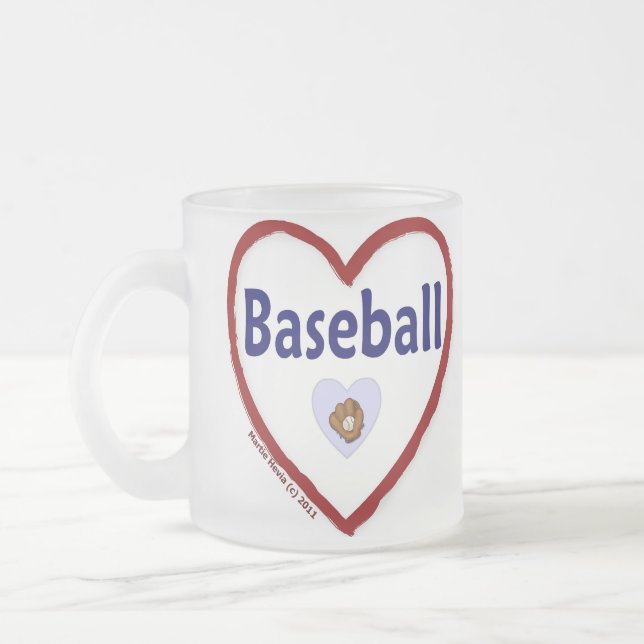 Love Baseball Frosted Glass Coffee Mug (Left)