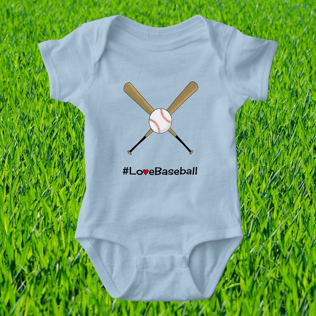 Love baseball hashtag slogan sports baby bodysuit (Creator Uploaded)