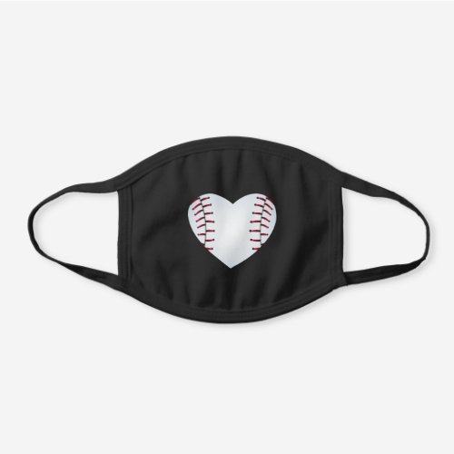 love baseball heart sports athletic black cotton face mask