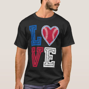 Love Baseball Pitcher Catcher Runner Heart Funny S T-Shirt