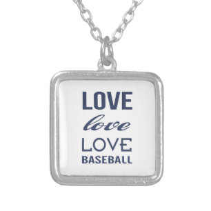 Love Baseball Silver Plated Necklace
