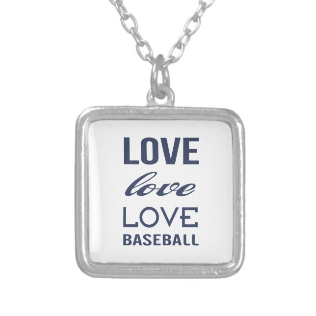 Love Baseball Silver Plated Necklace (Front)