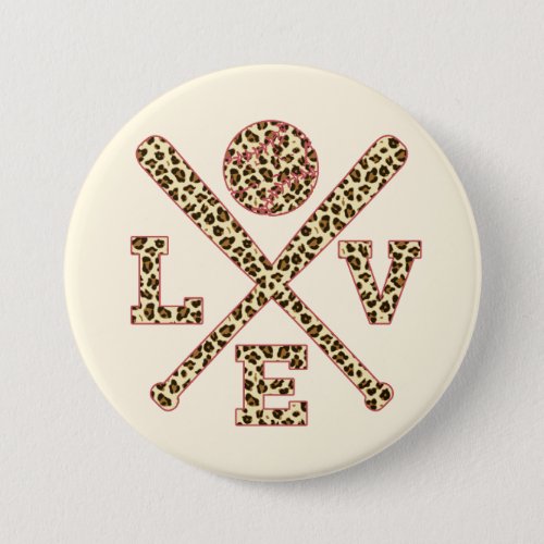 Love Baseball _ Stylish Leopard Typography Button
