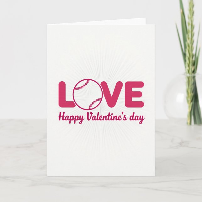 Love Baseball Valentines Day Card (Front)