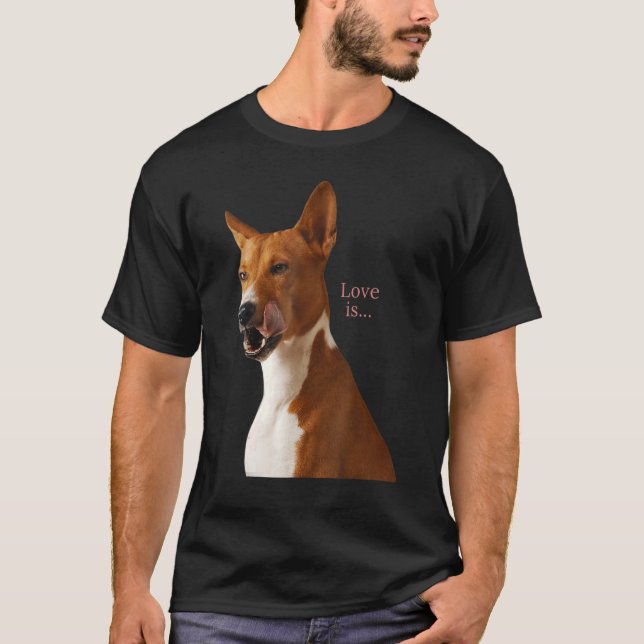Love Basenji  Dog Mom Dad Puppy Cute Pet Valentine T-Shirt (Front)