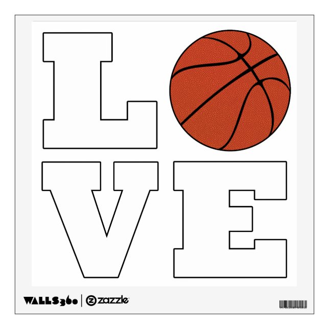 LOVE Basketball Cute Sports Square Wall Decal (Front)