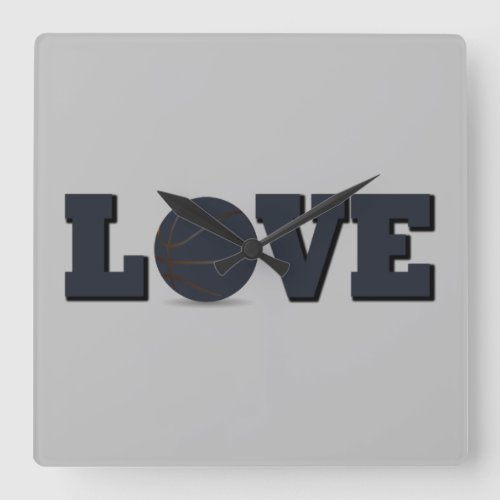 Love basketball game with blue ball square wall clock