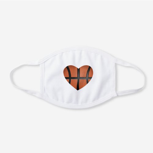 love basketball heart sports athletic white cotton face mask