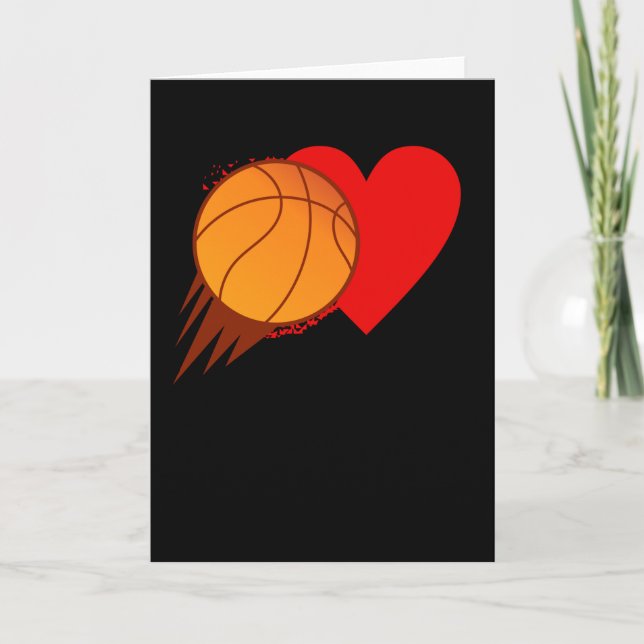 Love Basketball Heart Valentines Day Card (Front)