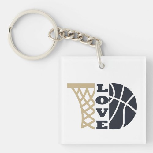 love basketball hoop and blue ball keychain