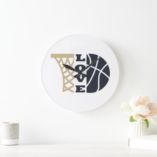 love basketball hoop and blue ball large clock