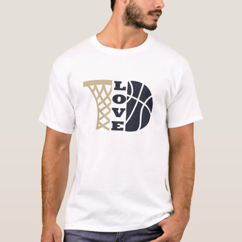 love basketball hoop and blue ball T_Shirt