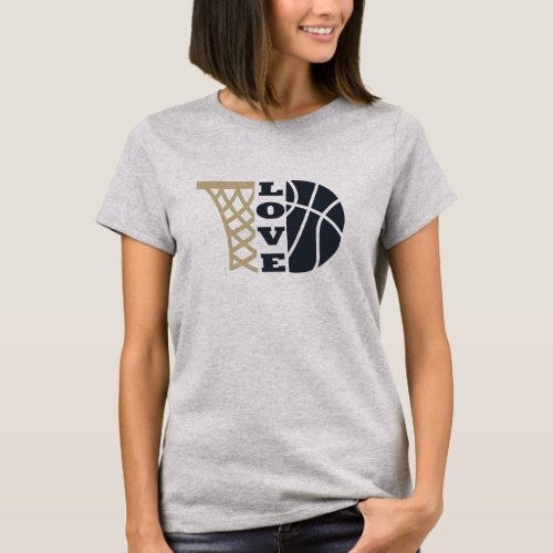 love basketball hoop and blue ball T_Shirt