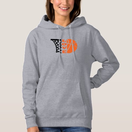 Love Basketball hoop and orange ball Hoodie