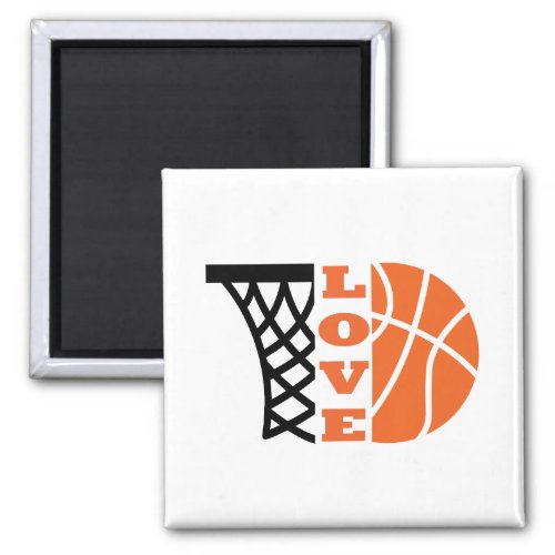 Love Basketball hoop and orange ball Magnet