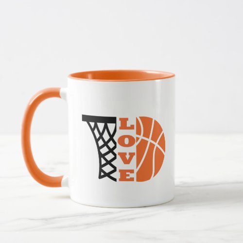 Love Basketball hoop and orange ball Mug