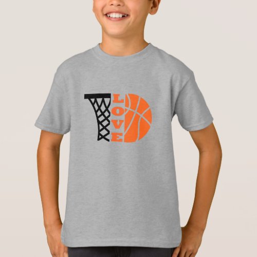 Love Basketball hoop and orange ball T_Shirt