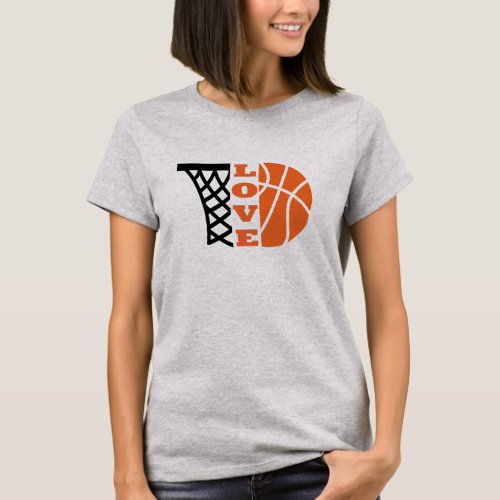 Love Basketball hoop and orange ball T_Shirt