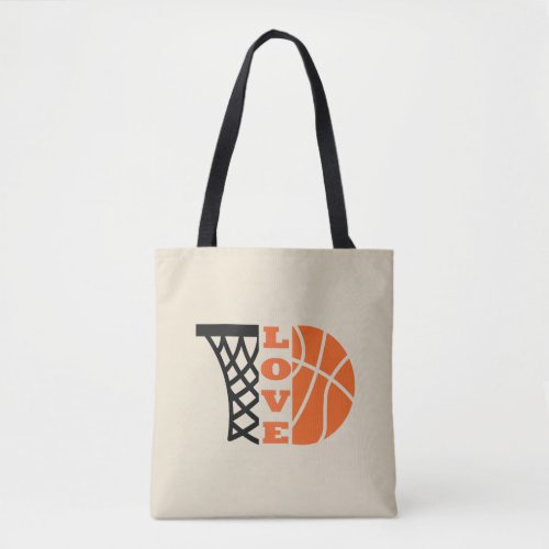 Love Basketball hoop and orange ball Tote Bag