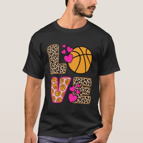Love Basketball Leopard Print Basketball T_Shirt