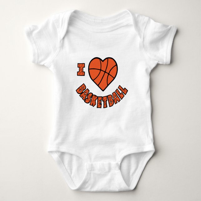 Love Basketball, orange Baby Bodysuit (Front)