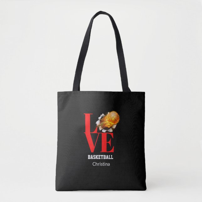 Love Basketball Personalized Shoulder Tote Bag (Front)