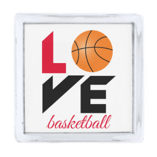Love basketball silver finish lapel pin