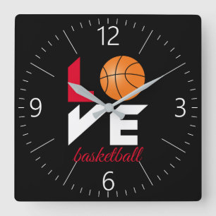 Love basketball square wall clock