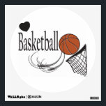 Love Basketball Wall Sticker<br><div class="desc">Love Basketball. A great wall decal for the basketball lovers in your life. Made with high resolution vector graphics for a professional print. NOTE: (All zazzle product designs are "prints" unless otherwise stated) If you have any questions about this product please contact me at siggyscott@comcast.net or visit my store link:...</div>