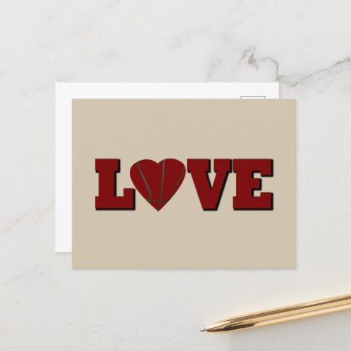 love basketball with red heart ball holiday postcard