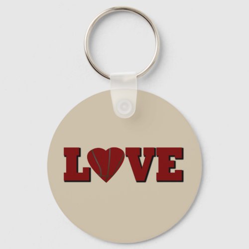 love basketball with red heart ball keychain