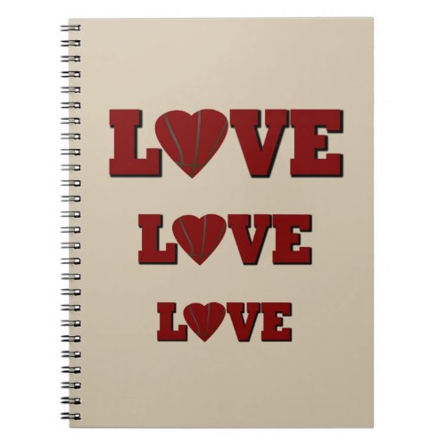 love basketball with red heart ball notebook