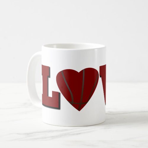 Love basketball with red heart coffee mug