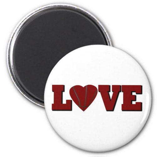 Love basketball with red heart magnet