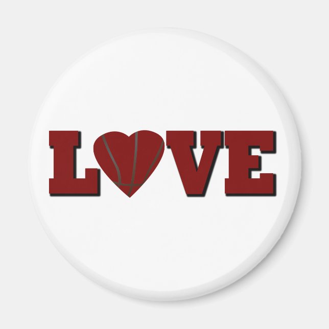 Love basketball with red heart magnet (Front)