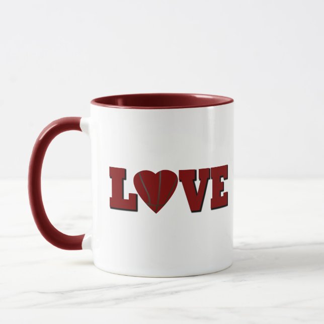 Love basketball with red heart mug (Left)