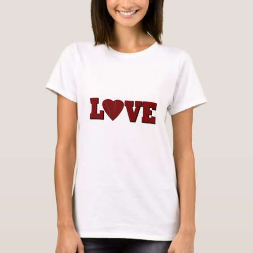 love basketball with red heart T_Shirt