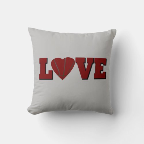 love basketball with red heart throw pillow